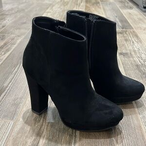 Black Candie’s boots. Soft suede feel. High heel.  Size 8